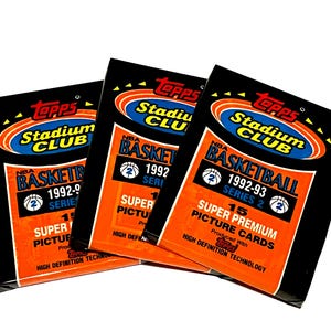 Rare Vintage Basketball Cards Topps Stadium Club Card Pack 1992 1993 Season Series 2 NBA Unopened Pack of Cards 15 Cards per Pack 1990s