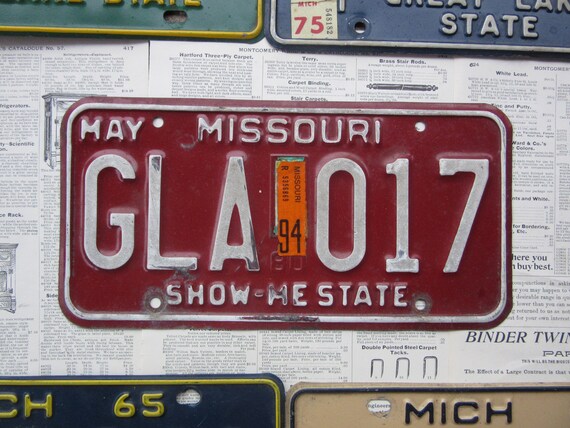 Vintage Original Missouri License Plate 1980 Red White M0 Etsy