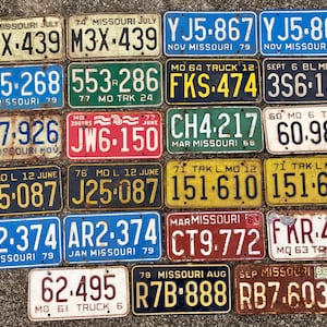 Missouri Choice of License Plate Vintage 1974, 1979, 1977, 1964, 1975, 1976, 1960, 1971, 1967, 1963, 1961, 1978, 1966, Vintage License Plate