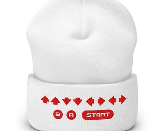 Retro Cheat Code Embroidered Cuffed Beanie
