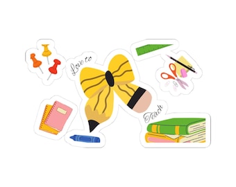 Teacher's Desk Kiss-Cut Stickers: School Supplies, Planner Decals