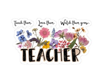 Floral Teacher Sticker | Watercolor Style, Laptop Decal