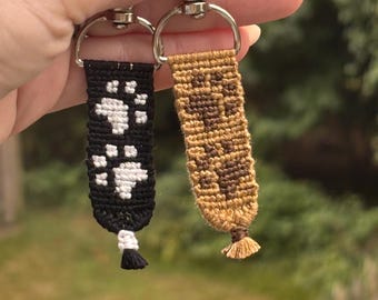 Handwoven Paw Print Keychain, Cotton Thread Bag Charm, Pet Lover Accessory