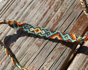 Sea Green and Orange Glitter Friendship Bracelet // VSCO // Handwoven