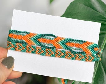 Handwoven Cotton Friendship Bracelet Set: Minimalist Tropical Coral Seafoam Boho Jewelry