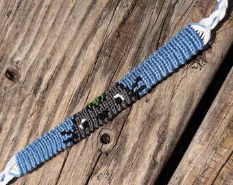 Handwoven Cotton Totoro Forest Friendship Bracelet, Adjustable Boho Nature Jewelry