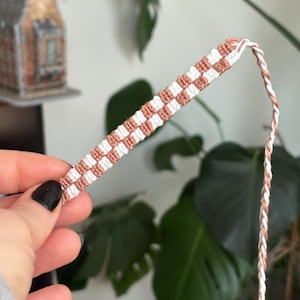 Checkerboard Beige Friendship Bracelet - Emo Kid Gift