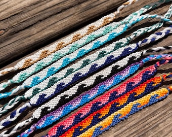Handwoven Wave Bracelet, Beach Surfer Jewelry, Ocean Cotton Friendship Gift