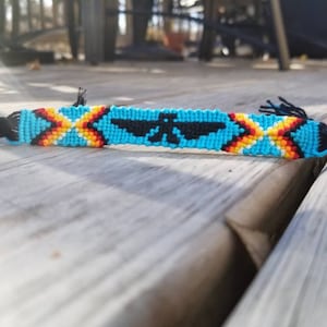 Native Eagle Friendship Bracelet – Handwoven, Adjustable, Dual-Use Bookmark