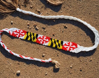 Handwoven Maryland Flag Bracelet, Cotton Thread State Pride Accessory