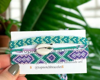 Twilight Tide Set of Handwoven Cotton Friendship Bracelets: Minimalist Boho Jewelry