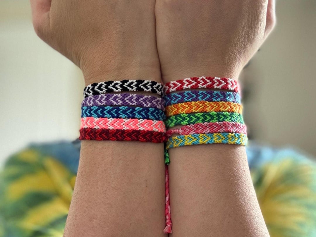 Handwoven Heart Friendship Bracelet: Adjustable Cotton Boho