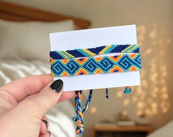 Handwoven Spiral Friendship Bracelet Set: Boho Cotton Jewelry