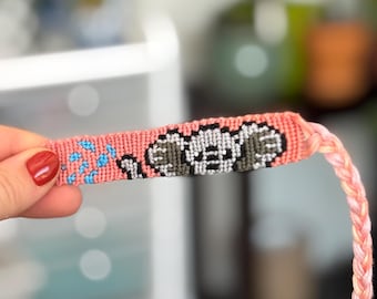 Handwoven Elephant Friendship Bracelet: Pink Cotton Floss