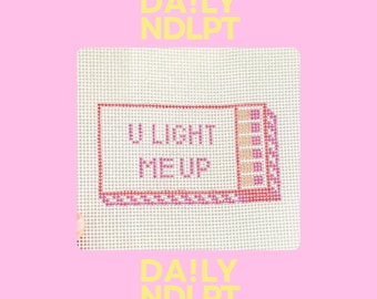 Matchbox Needlepoint Canvas, Needlepoint Canvas, Pink Needlepoint, Needlepoint Kit, Needlepoint Design, Small Needlepoint Canvas