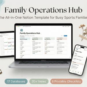 Sports Family Planner Notion Template 2027 | Practice Schedule, Carpool, Meals, Chores