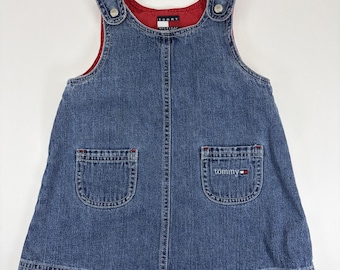 Vtg Tommy Hilfiger Toddler Girls Denim Jumper Dress (6-12 Months)