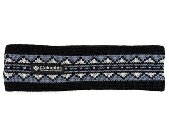 VTG Columbia Wool Knit Fleece-Lined Ski Snow Ear Head Band Aztec Black 90s Y2K