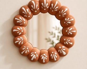 Cielito Lindo Mexican Wall Mirror Hand-Painted Espiga Plumeado Round Wall Decor