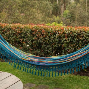 Handmade Ecuadorian Natural Cotton Hammock, Indoor Outdoor Patio BOHO Hammock - Single And Double - Flecos Option - Free Shipping