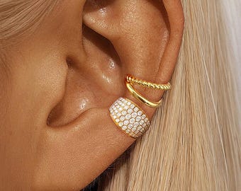 Dainty Ear Cuff No Piercing gold filled pave cz cuffs earrings set everyday earring stack