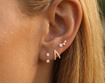 Zierliche 18K Gold gefüllt mehrere Ohrstecker Set für Frauen Ohr Jacke Pave Cz Hoop Ohr Kletterer Ohrringe Stapeln täglichen Schmuck