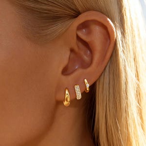 Minimalistische gold filled zirkonia geplaveide Huggie-oorbellen set voor vrouwen hoepel oorbellen stapel alledaagse oorbellen sieraden