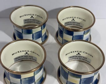 Mackenzie Childs Courtly Check Napkin Rings Set of 4