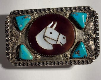 Zuni MB Simplicio signed belt buckle.