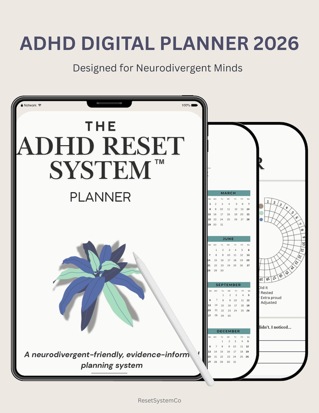 2026 ADHD Digital Planner | Weekly Daily Reset, Neurodivergent-friendly ...