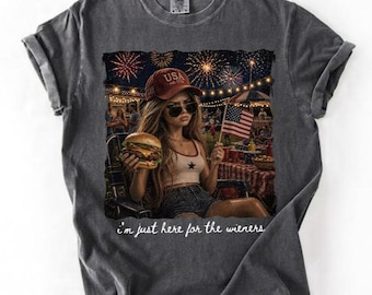 Funny Doll Face 4th of July Comfort Color Shirt, Just Here For the Wieners Tee, USA 250th Anniversary Sublimation