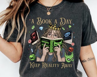 A Book A Day Game On Lights Out Caught Up T-Shirt, Keep Reality Away Navessa Allen Booktok Merch, Dark Romance Book