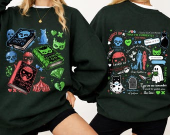 T-shirt en sweater uit de Navessa Allen-serie, licht uit, ingehaald, game-on, romantisch smoezelig leesgrage shirt, pittige boekenlezer