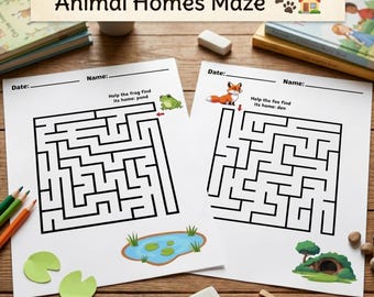 Animal Homes Maze Worksheet for Kids | Preschool Printable Activity | PDF Download