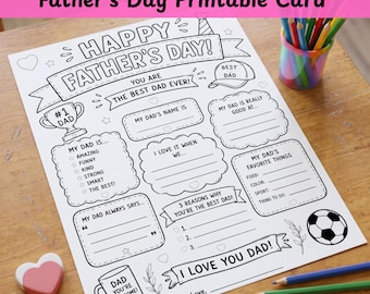 Father's Day Coloring Page | All About My Dad Printable Activity | Instant Download