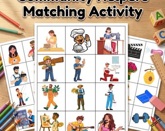 Community Helpers Matching Game | Jobs & Objects Sorting Activity | Preschool Homeschool | Printable PDF