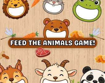 Feed the Animals Activity for Kids | Animal Feeding Game | Preschool Learning Printable | Instant Download