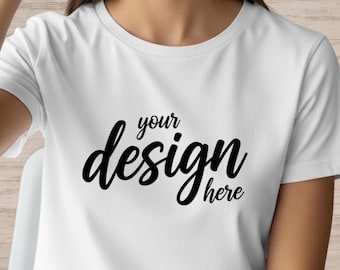 White Bella Canvas 3001 Mockup | Realistic Apparel T-Shirt Mockups | Digital Download