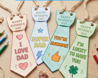 Father's Day Tie Card Craft | DIY Coloring Card Activity for Kids | Printable PDF