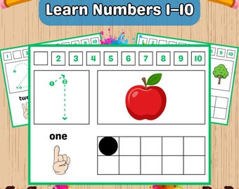 Numbers 1-10 Counting & Tracing Activity | Preschool Math Printable | Montessori Toddler Worksheet