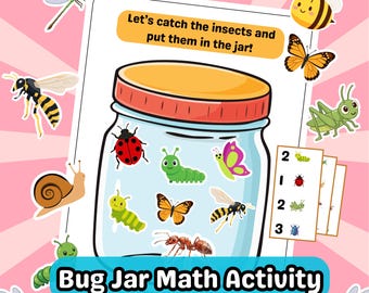 Bug Jar Counting Activity | Count and Match Game for Kids | Preschool Math Printable