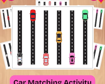 Car Matching Game for Kids | Preschool Learning Activity | Fine Motor Skills | Montessori Printable