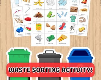 Waste Sorting Activity for Kids | Montessori Earth Day Printable | Preschool Learning Activity