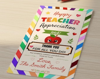 Teacher Appreciation Printable Card | Thank You Teacher Gift | Instant Download