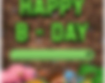 MINECRAFT Geburtstagskarte (unscharfe Darstellung, da kein Foto der Karte)