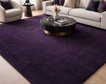 Hand Tufted Wool Area Rug | Deep Purple Rug Modern Carpet For Living Room