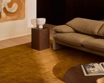 Hand Tufted Wool Area Rug | Mustard Gold Modern Carpet For Living Room