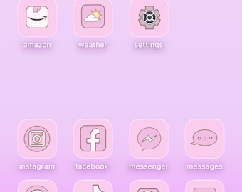 Más de 80 íconos de aplicaciones en rosa pastel / Tema de teléfono con estética rosa suave para chicas