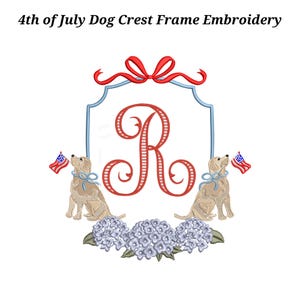 Patriottisch Golden Retriever-borduurontwerp | USA hond banner embleem frame machineborduurbestand