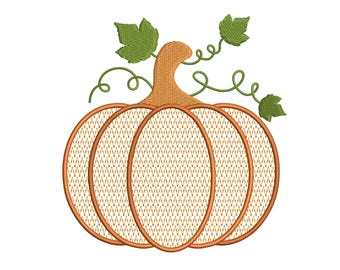 Pumpkin Embroidery Design | Grandmillennial Thanksgiving Fall Machine Embroidery File | Halloween Decor Stitch Pattern